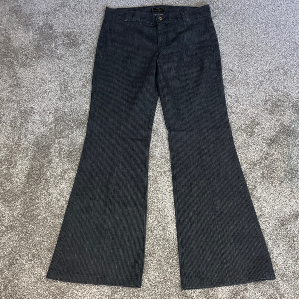 7 For All Mankind Black Pinstripe Flare Jeans